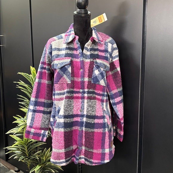 Legendary Whitetails Treasure Fleece Shacket,plaid,chest & hip pockets,snap up - Picture 1 of 12